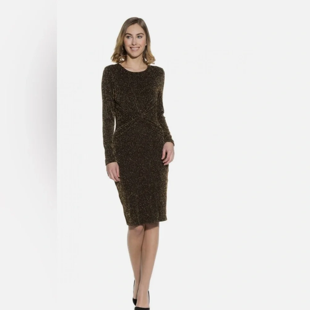 Michael Kors Brown/Gold Pinstripe Dress Size XL